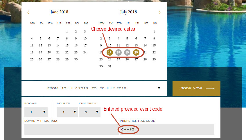 Screenshot of Sofitel Dubai homepage showing Book Now form